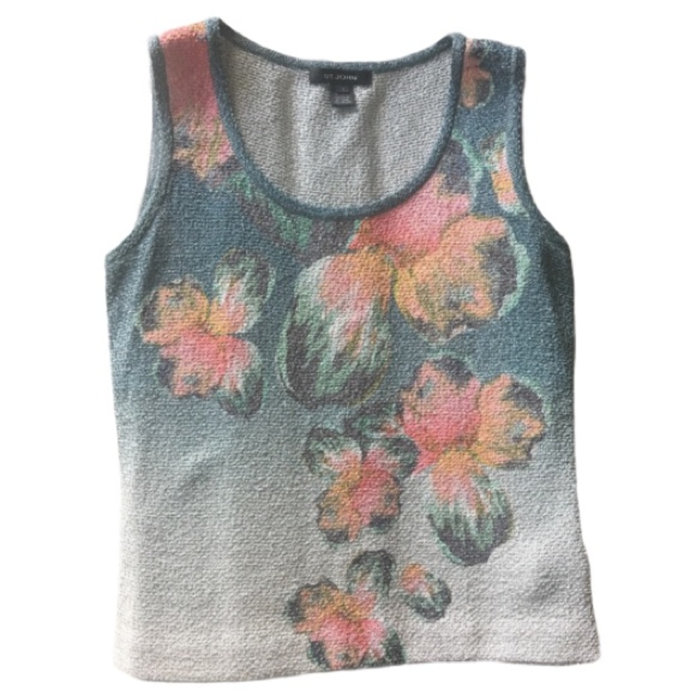 St. John Lovely ombré floral print knit tank sz P